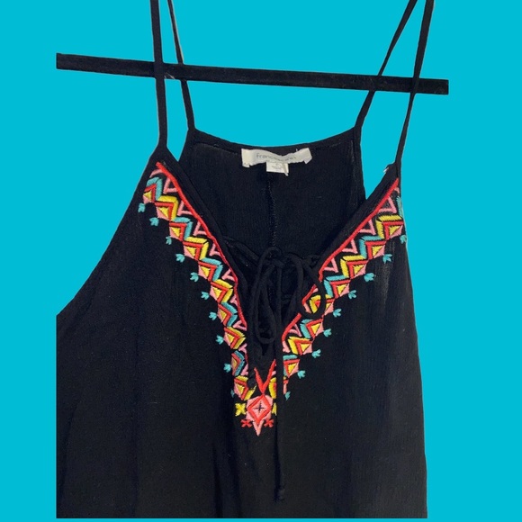 Francesca’s embroidered rayon dress, swimsuit cover up, tassel fringe, Small - Picture 2 of 9